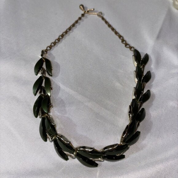 VINTAGE DESIGNER SIGNED CLAUDETTE THERMOSET NECKLACE ART DECO 16 in - Picture 1 of 4